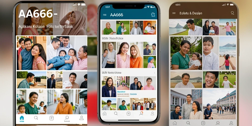 Screenshot antarmuka aplikasi Kolase Foto AA666 yang menarik.