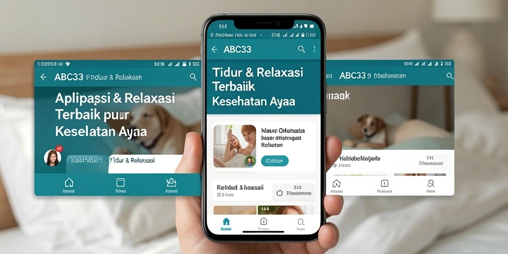 Antarmuka aplikasi ABC33 yang menenangkan untuk tidur dan relaksasi.