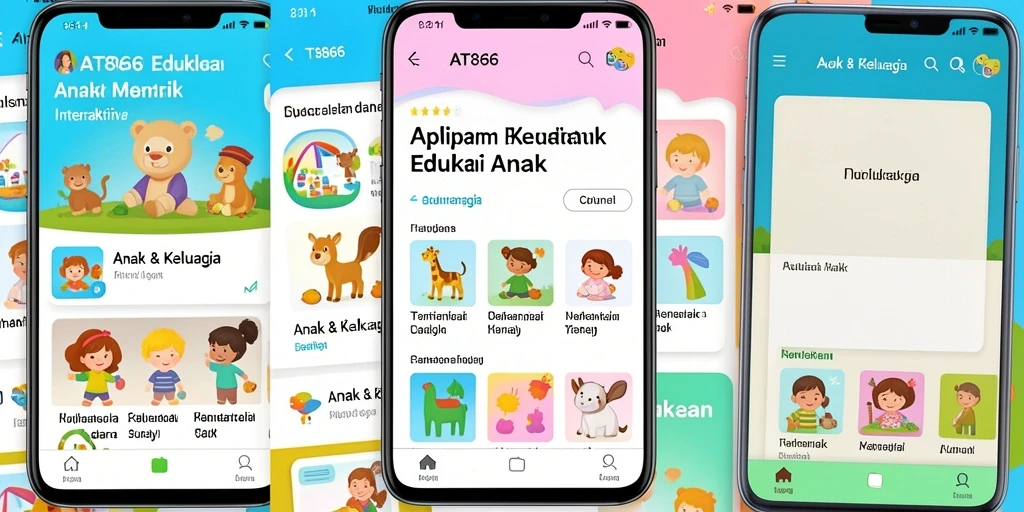 Tampilan interaktif dan edukatif dari aplikasi AT866 untuk anak-anak.