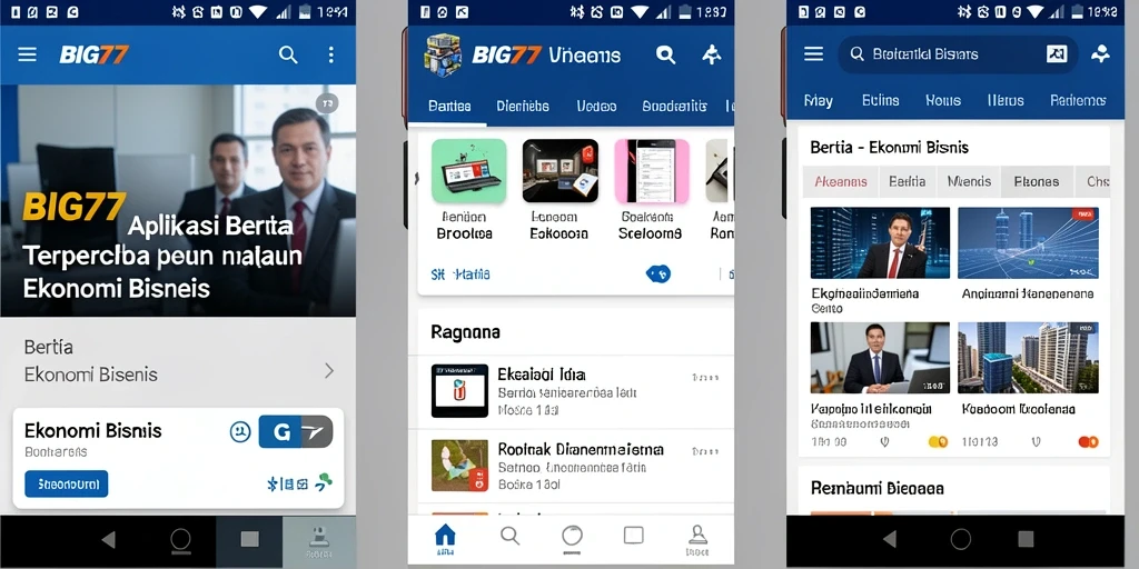 Antarmuka aplikasi BIG77 dengan berita ekonomi terkini.