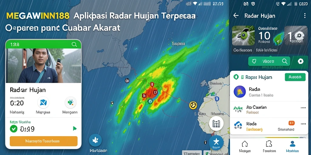 Antarmuka radar hujan aplikasi MEGAWIN188 yang informatif dan mudah dipahami.
