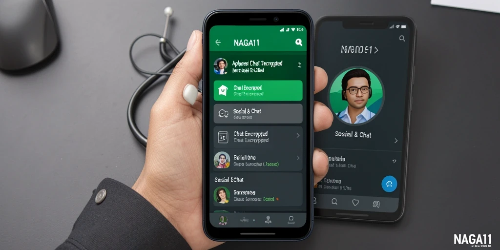 Tampilan antarmuka NAGA11 dengan fungsi Chat Encrypted yang canggih dan mudah digunakan.