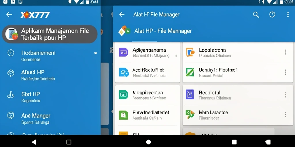 Screenshot utama XXX777 menunjukkan antarmuka aplikasi File Manager yang user-friendly.
